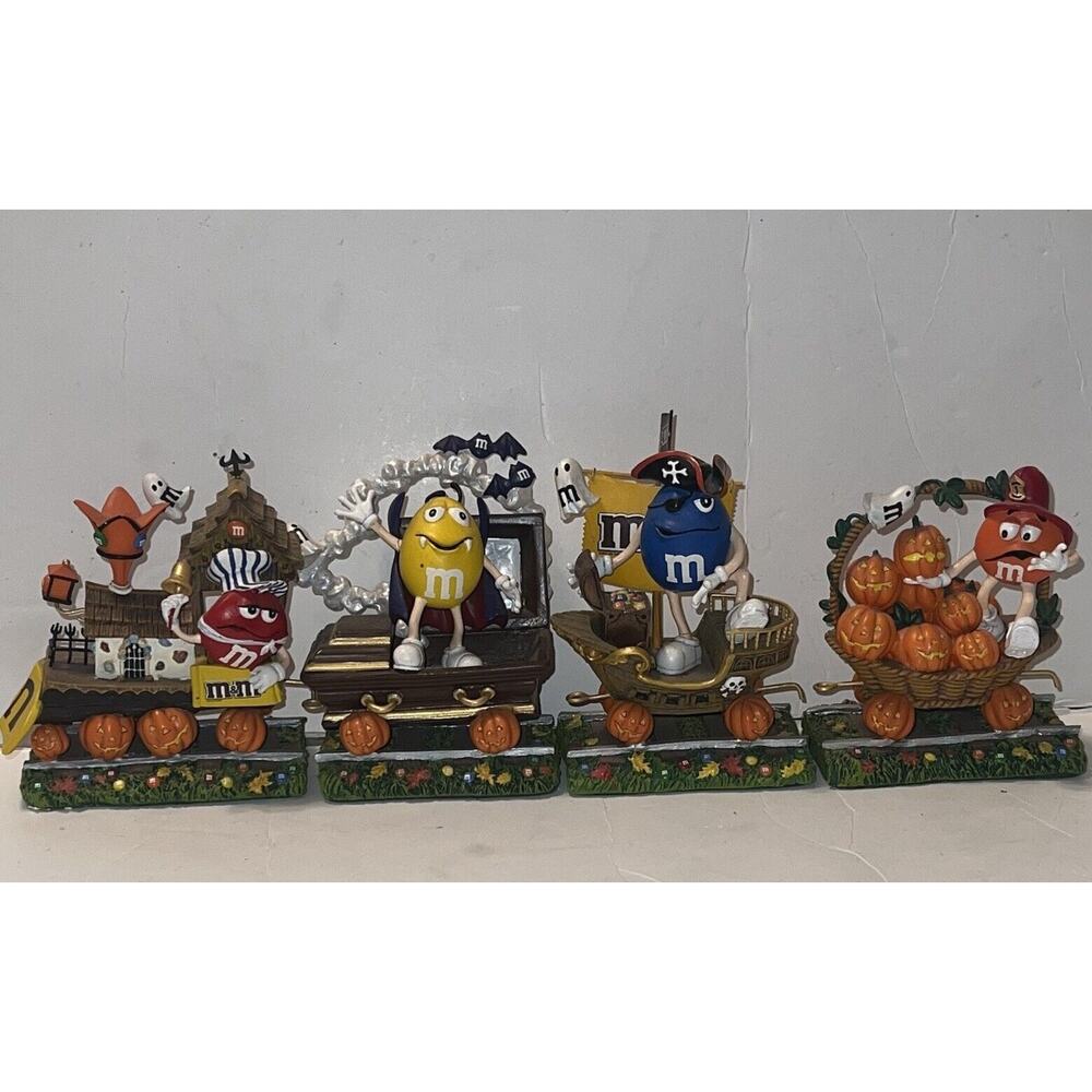 RARE Danbury Mint M&M’s Jack-O-Lantern Express Halloween Train Set MISSING GREEN
